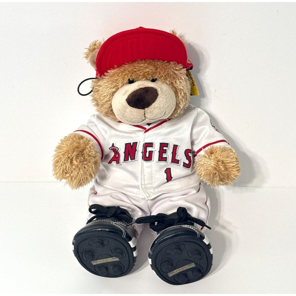 Build A Bear Lil Honeycomb Cub LA Angels MLB Baseball Uniform Hat Shoes BAB 15"
